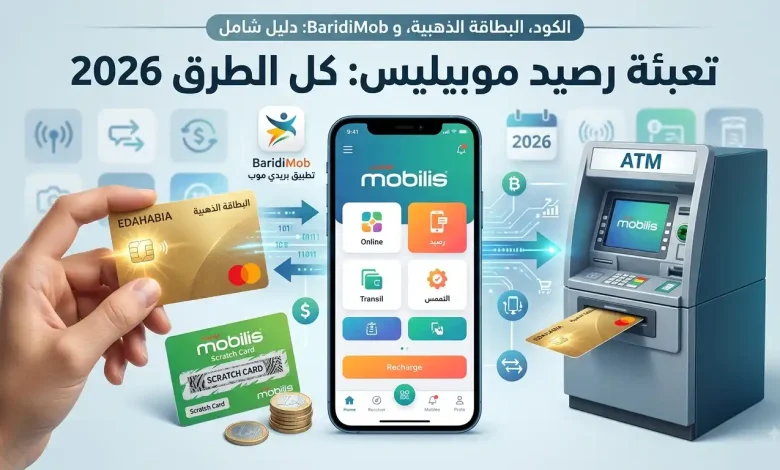 تعبئة رصيد موبيليس 2026: كل الطرق بالكود والبطاقة الذهبية وBaridiMob 1 رصيد موبيليس
